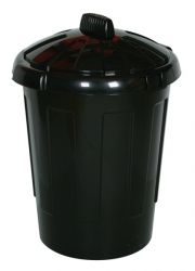 Dustbin, Black, with Lid